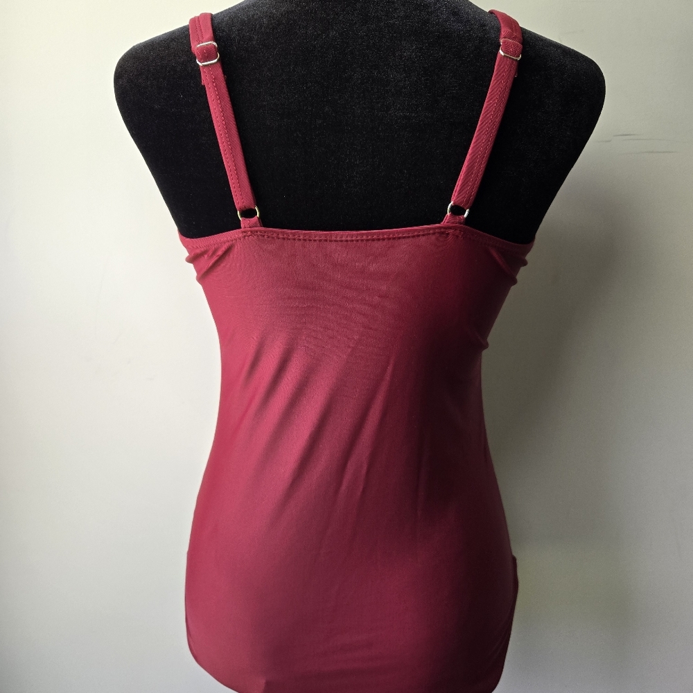 Ekouaer Maroon One Piece Runched Front Bathing Swim Suit Medium - Picture 2 of 9